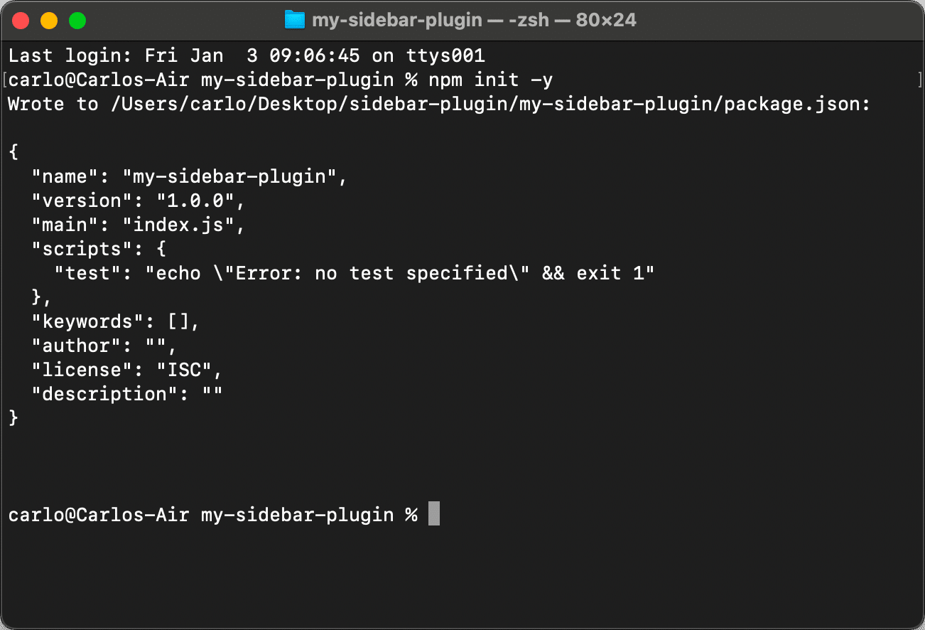 Crear un archivo package.json básico