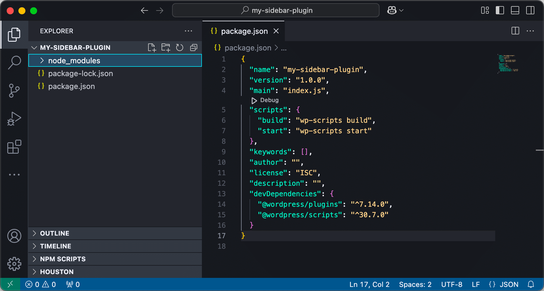 El proyecto del plugin en Visual Studio Code