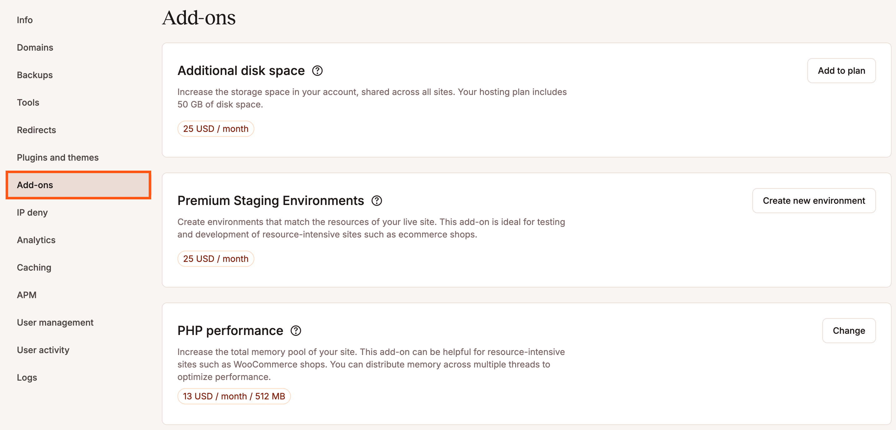 Tutti gli add-on di Kinsta