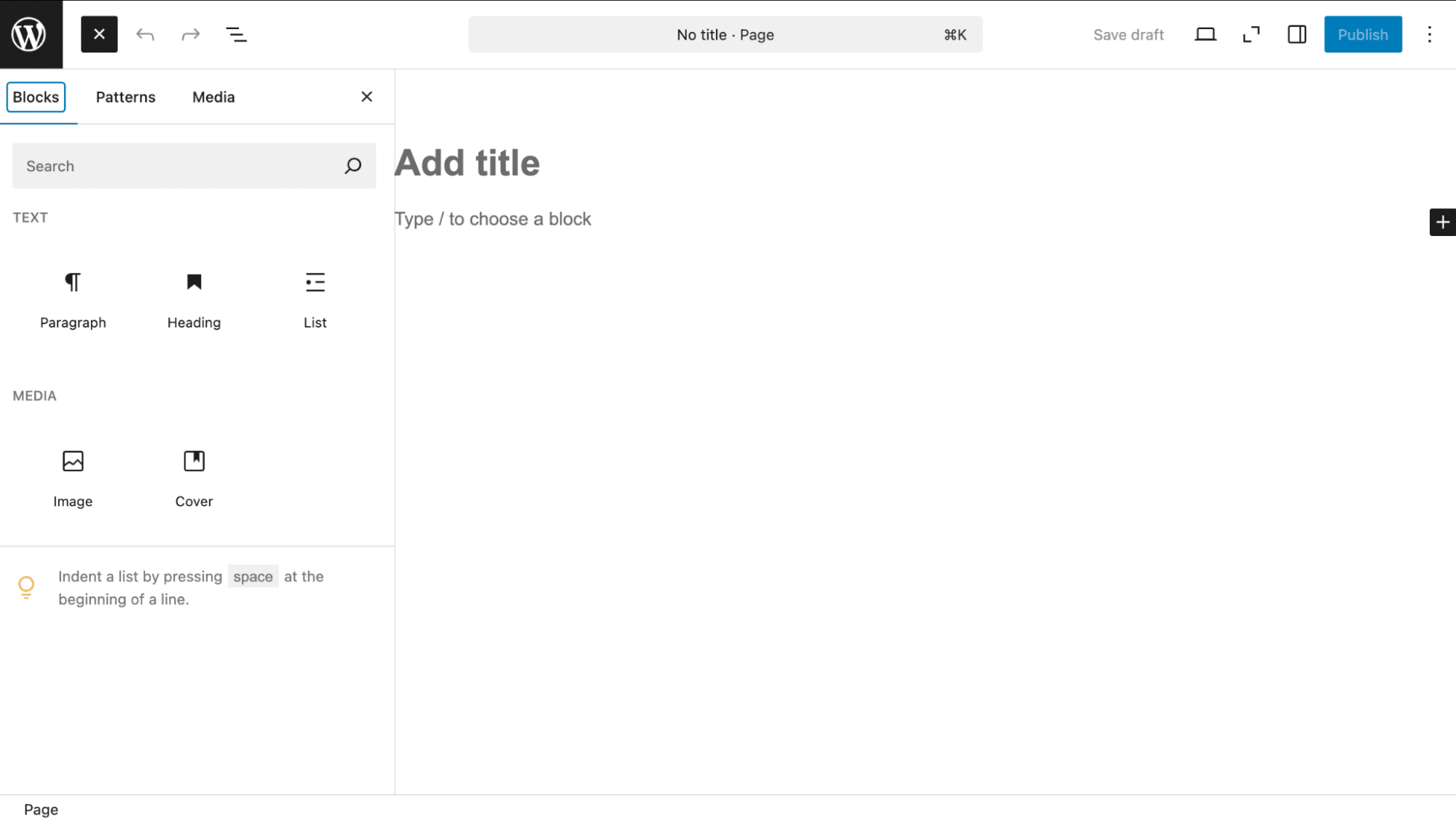 Blocos da lista de permissões.