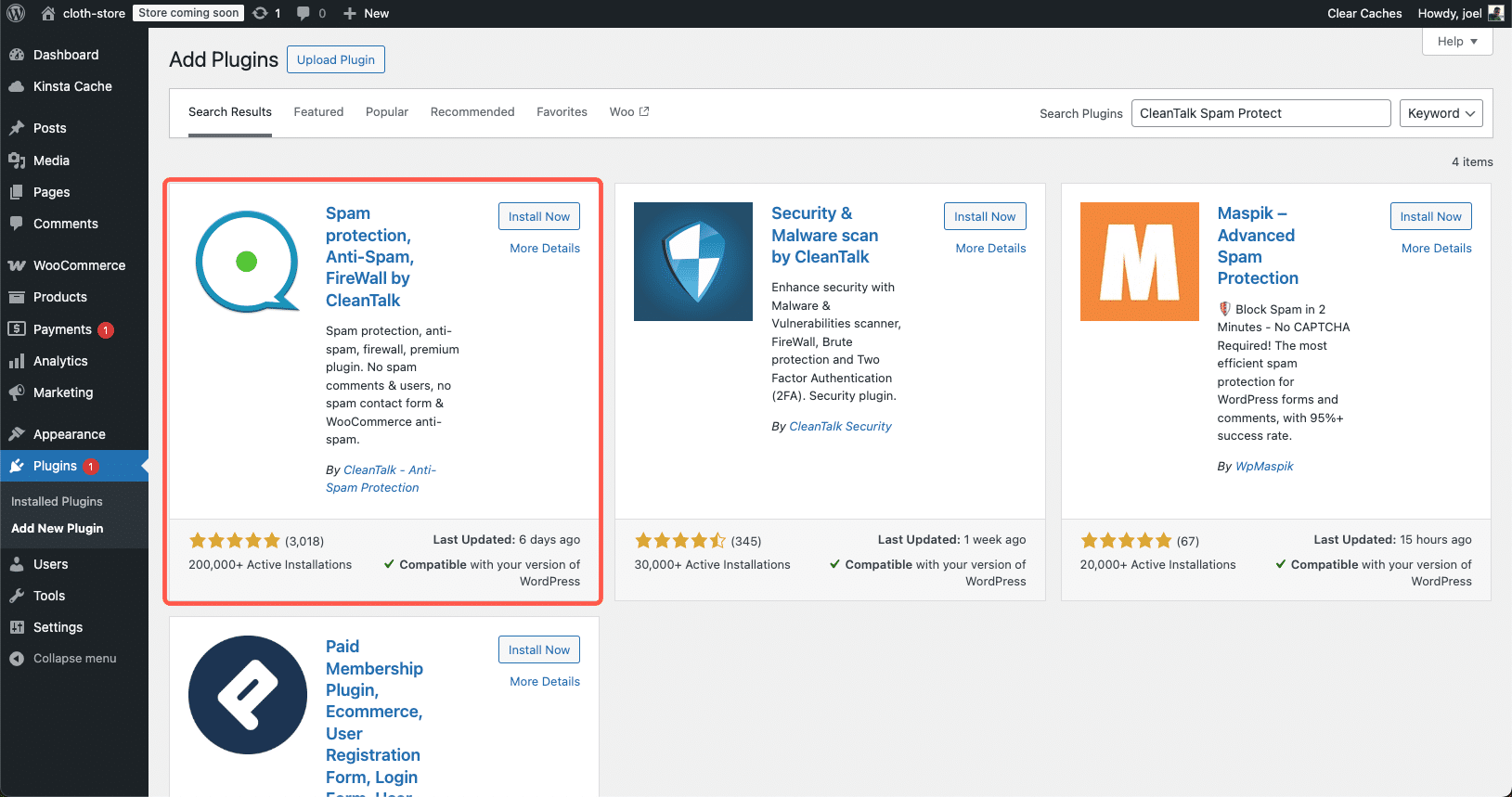 CleanTalk Spam Protect voor WooCommerce installeren en instellen.