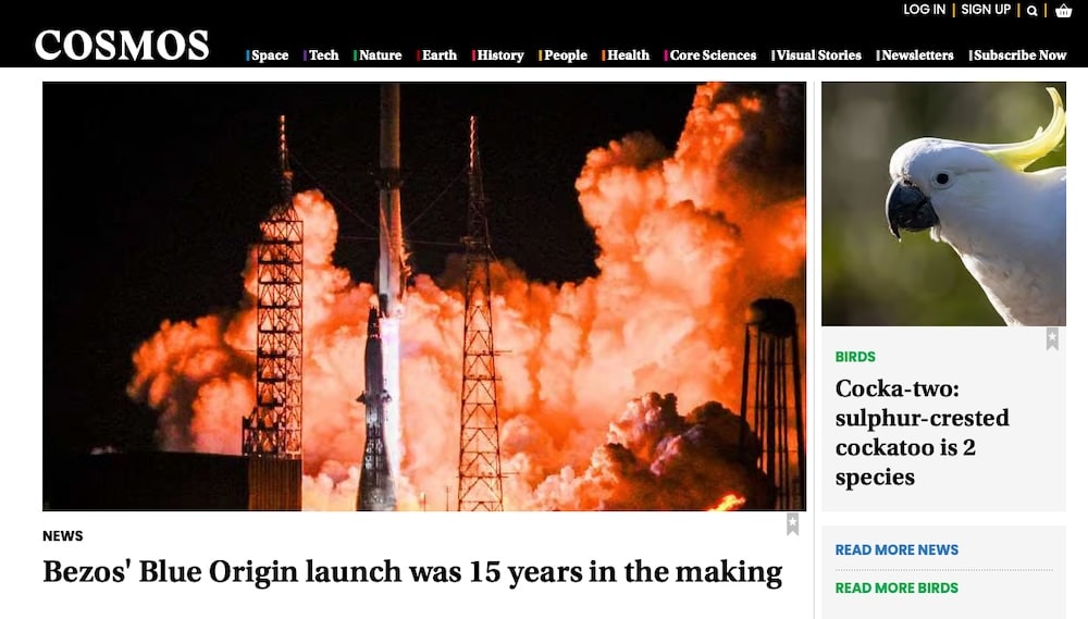 Screenshot from the Cosmos Magazine website.