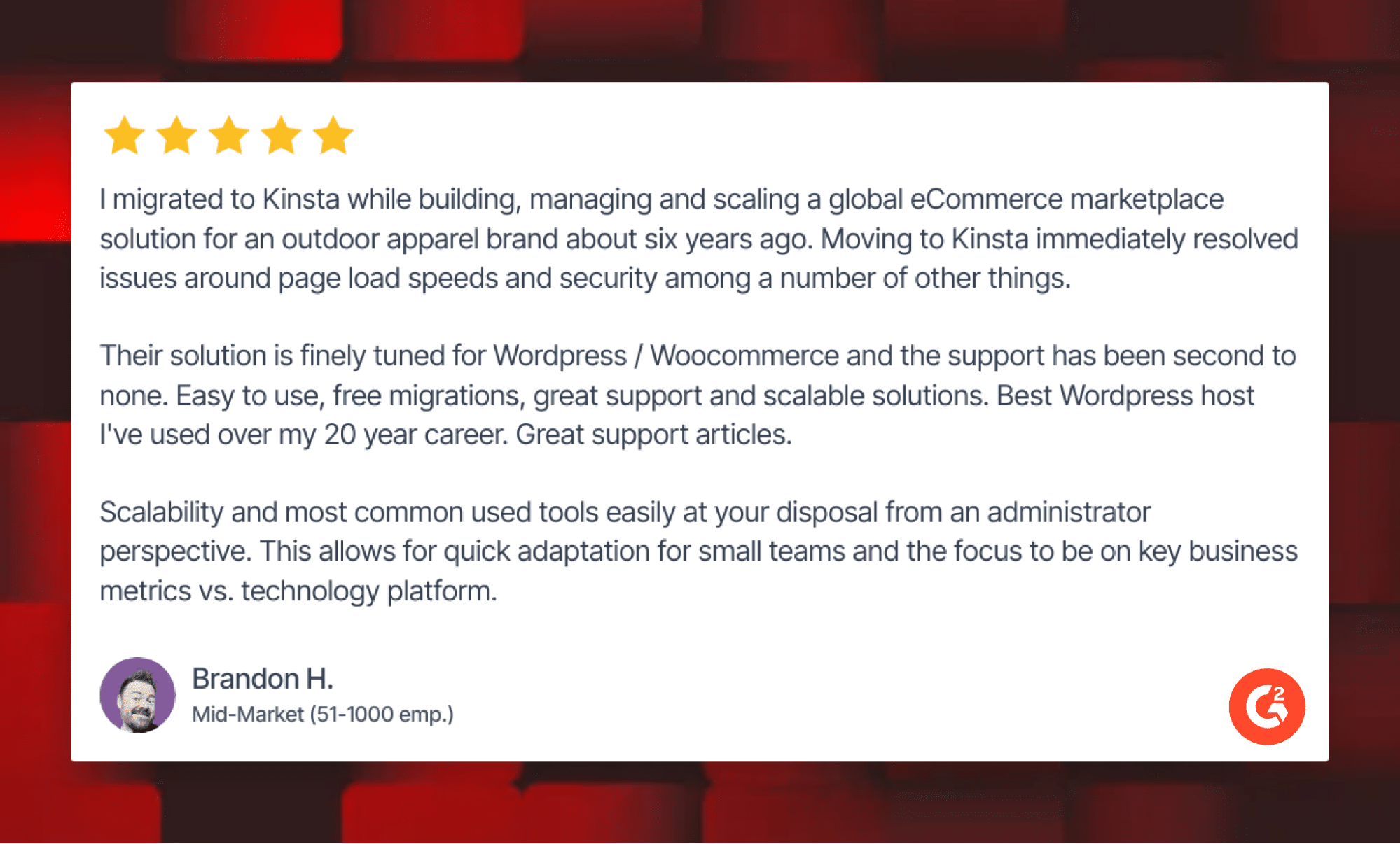 G2 Bewertung von Brandon H.