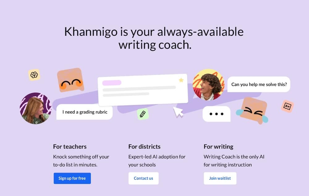 Una schermata del sito web di Khanmigo.