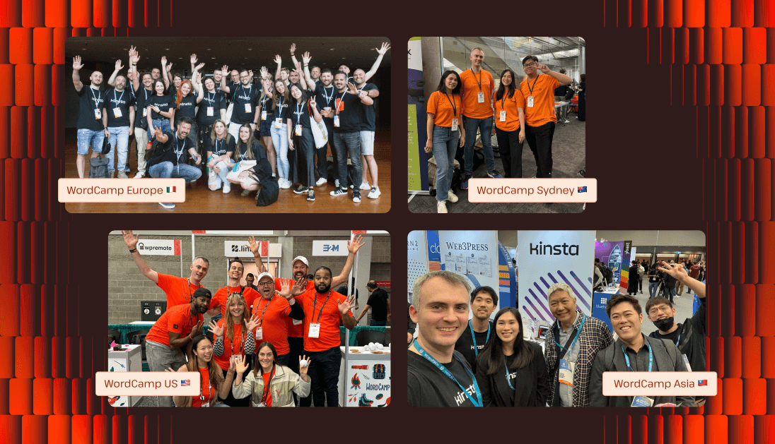 米国、ヨーロッパ、シドニー、アジアで開催されたWordCampに参加するKinstaチーム