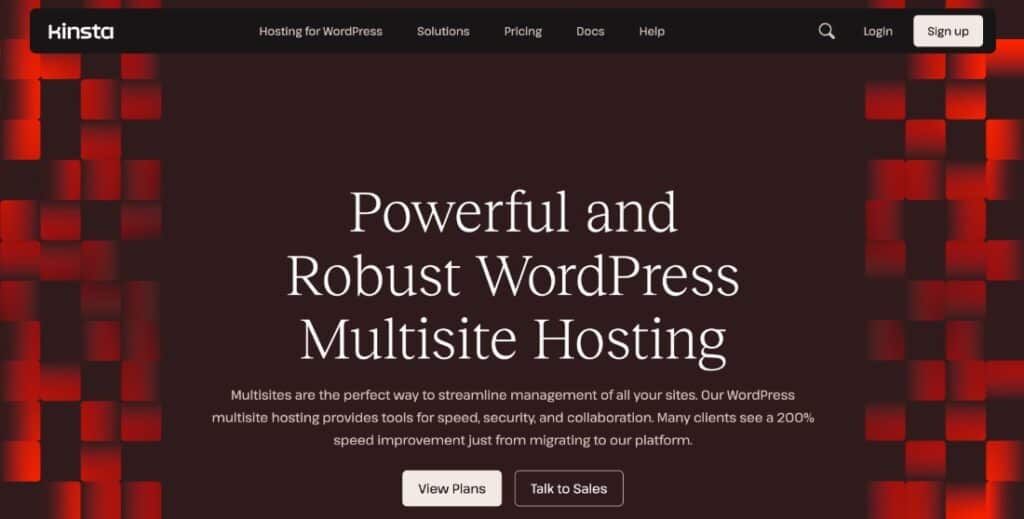 Schermata della pagina di hosting multisito di Kinsta