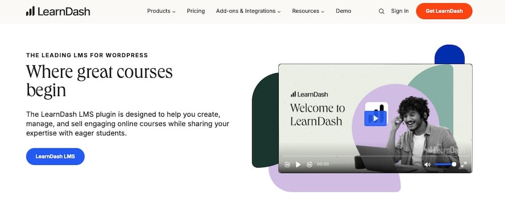 Screenshot of the LearnDash website.