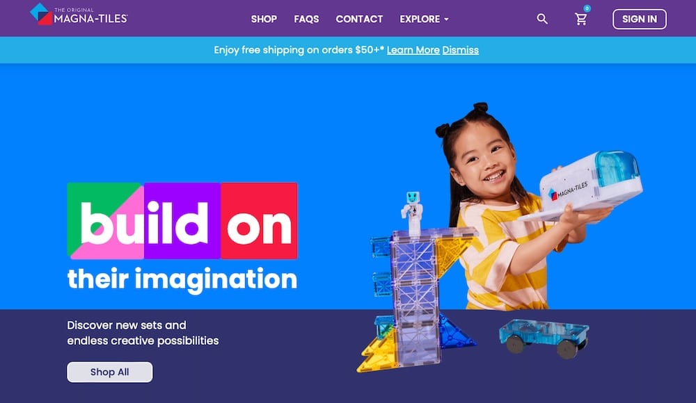 A screenshot of the Magna-Tiles website.