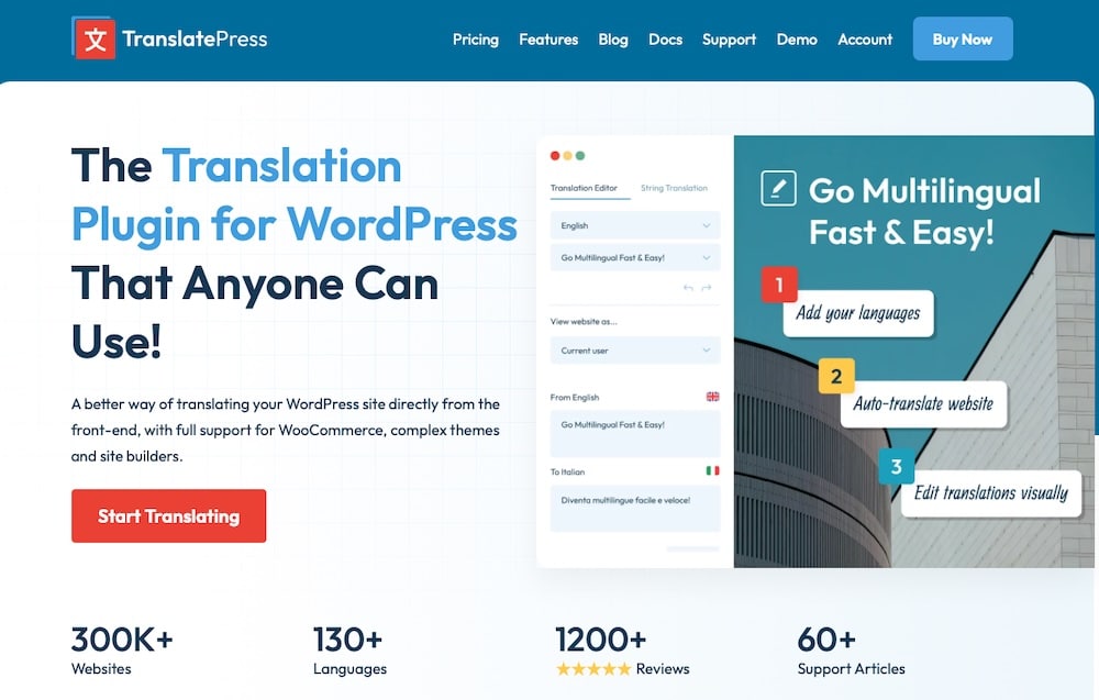 TranslatePress bevat AI ondersteuning voor vertaling.