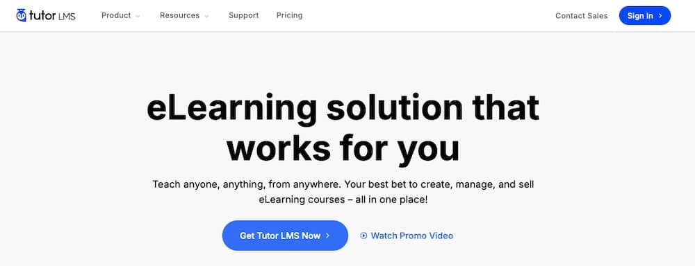 Una schermata del sito web di Tutor LMS.