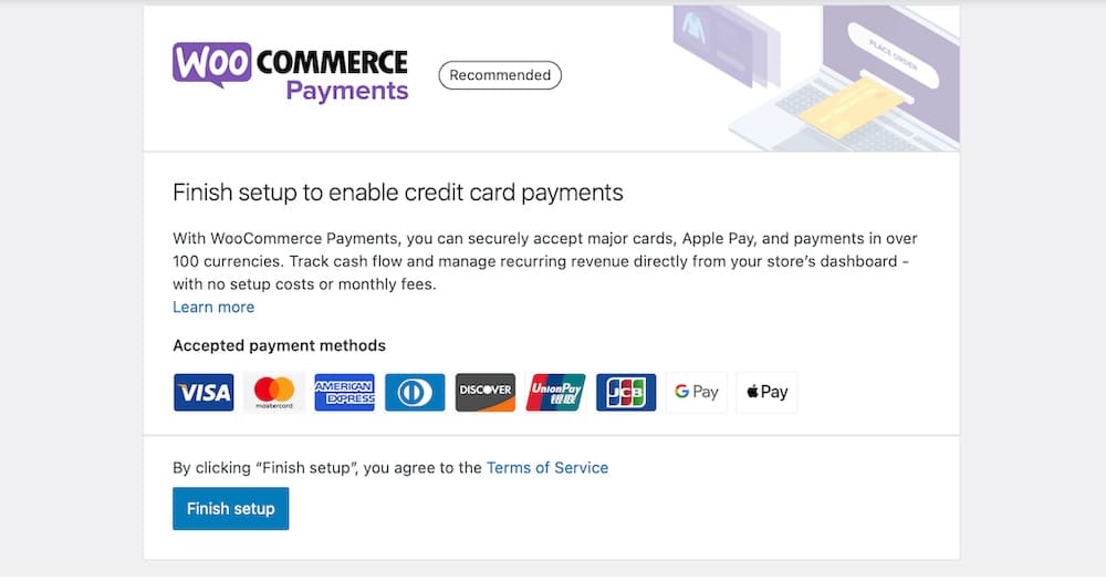 Screenshot of the interface for configuring WooCommerce payments.