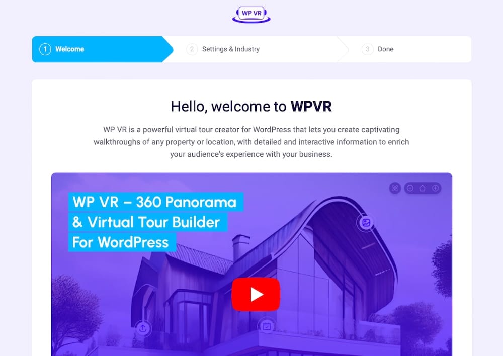A screenshot of the installation and configuration dialog for WP VR.