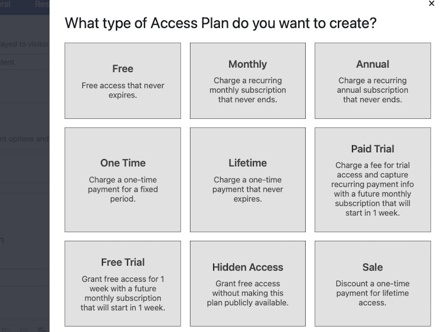 Una captura de pantalla del selector de acceso al programa de lecciones dentro del plugin LifterLMS para la educación.