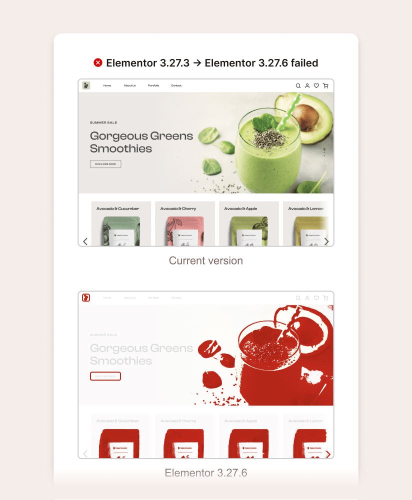 Comparing web pages before and after updates.