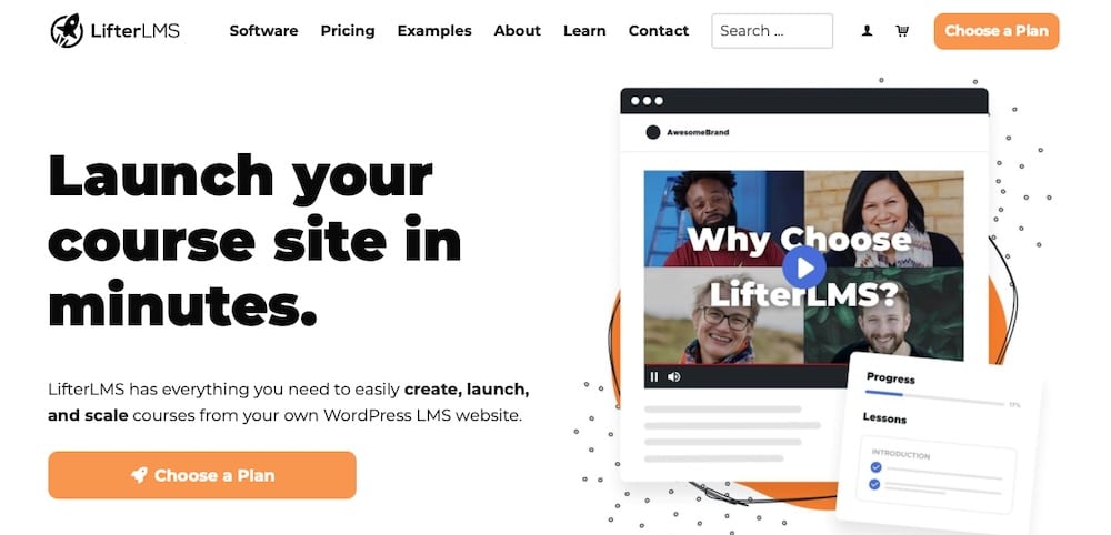 Una captura de pantalla del sitio web del plugin de WordPress LifterLMS para la educación.