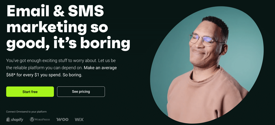 A screenshot of the Omnisend website.