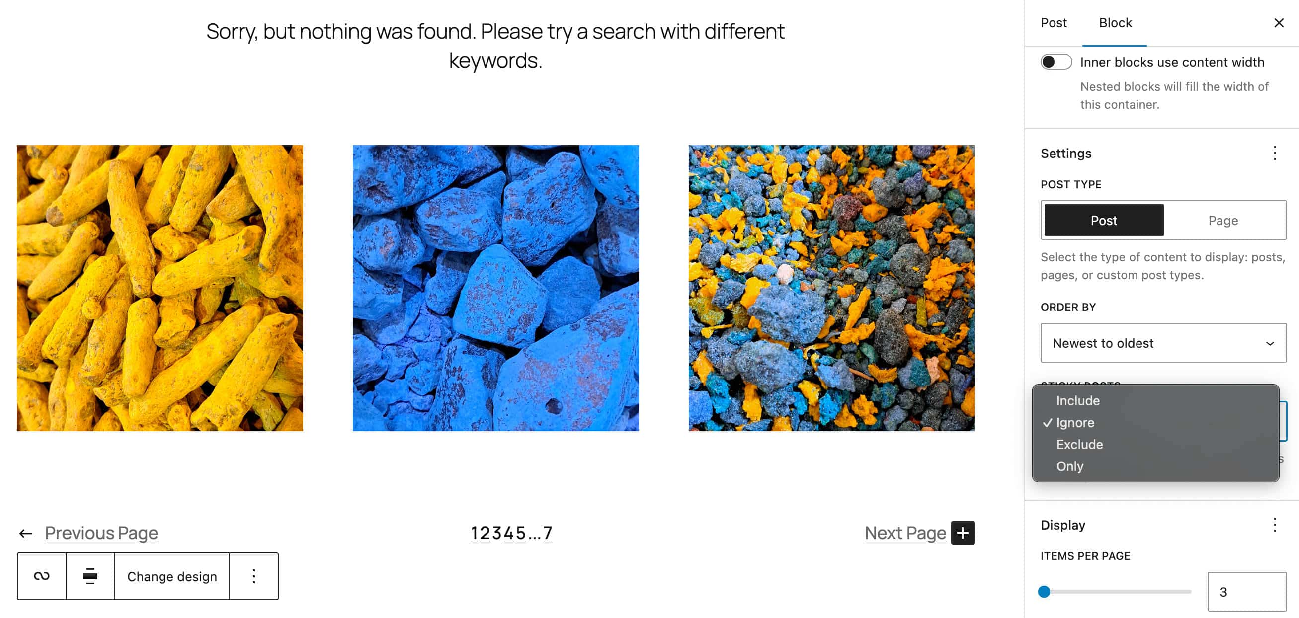 Ignore sticky posts option for the Query Loop