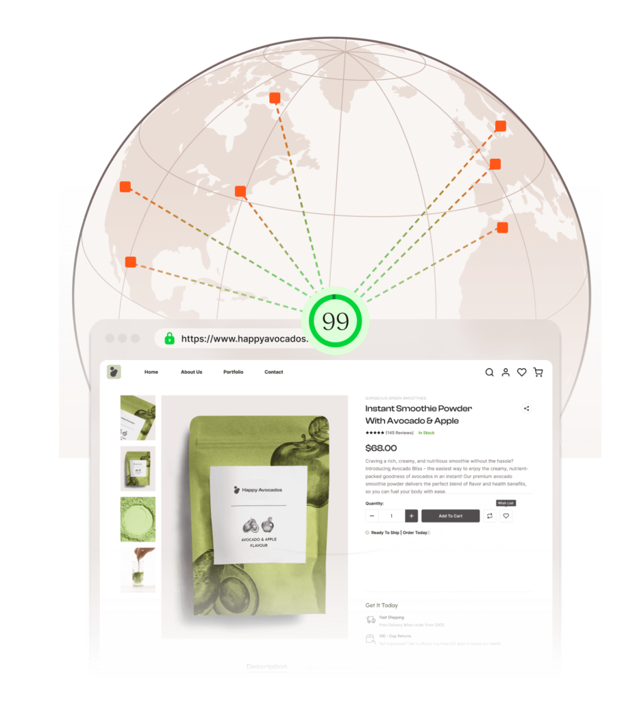 Mapa que demonstra como as localizações dos centros de dados da Kinsta podem acelerar os sites.