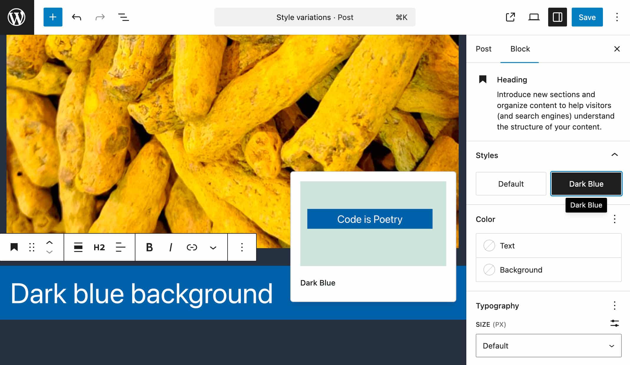 Twenty Twenty-Oneテーマにおける見出しブロックのスタイルバリエーション