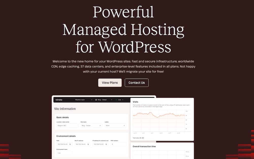 Screenshot of the managed hosting for WordPress page on the Kinsta website.