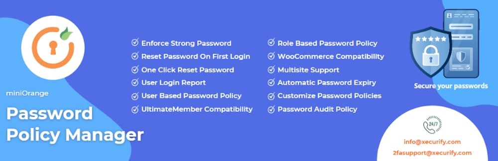 Password Policy Managerのようなプラグインで強力なパスワードを強制