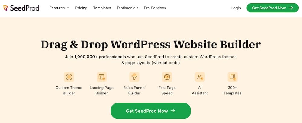 Homepage del sito web di SeedProd