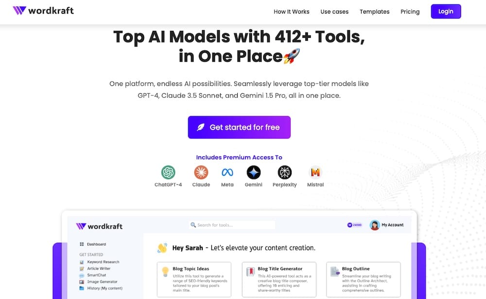 Homepage del sito Wordkraft.ai
