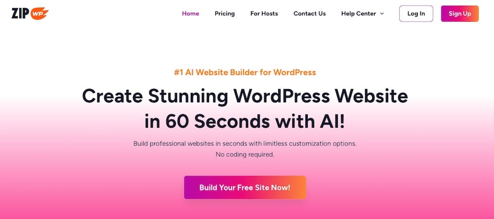 Homepage del sito web di ZipWP