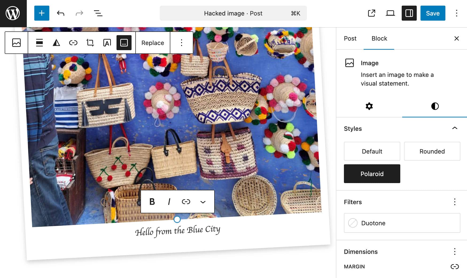 Una nueva variación de estilo para el bloque Imagen