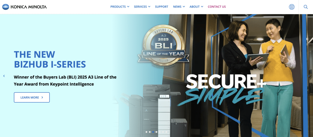 コニカミノルタのウェブサイト