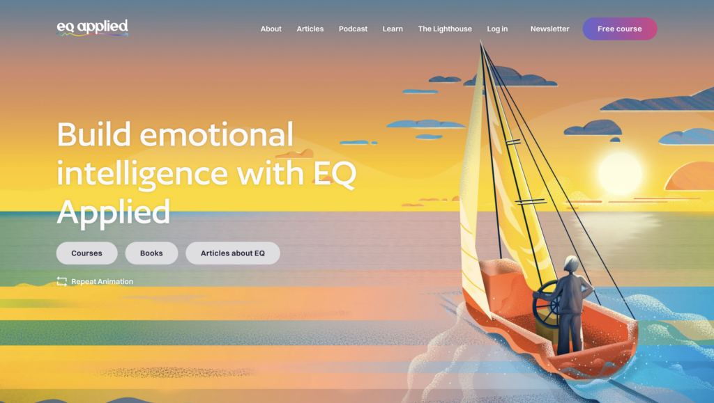 Hoofdpagina van EQ Applied.