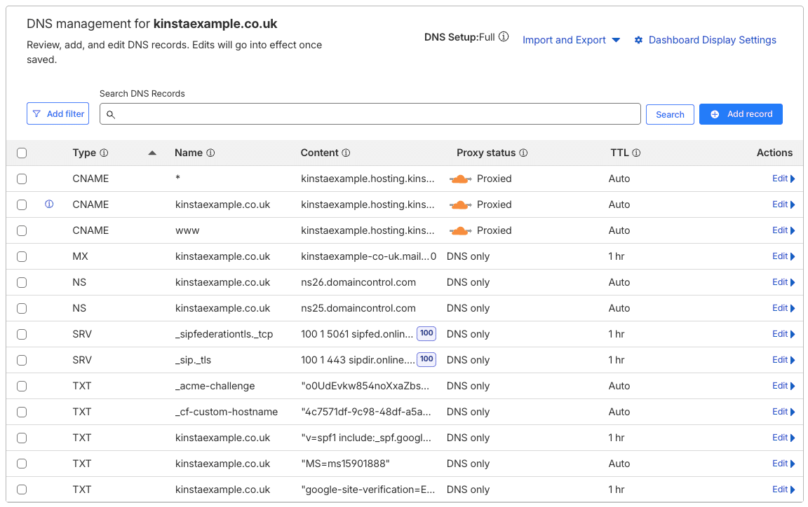 Verificar registros DNS.
