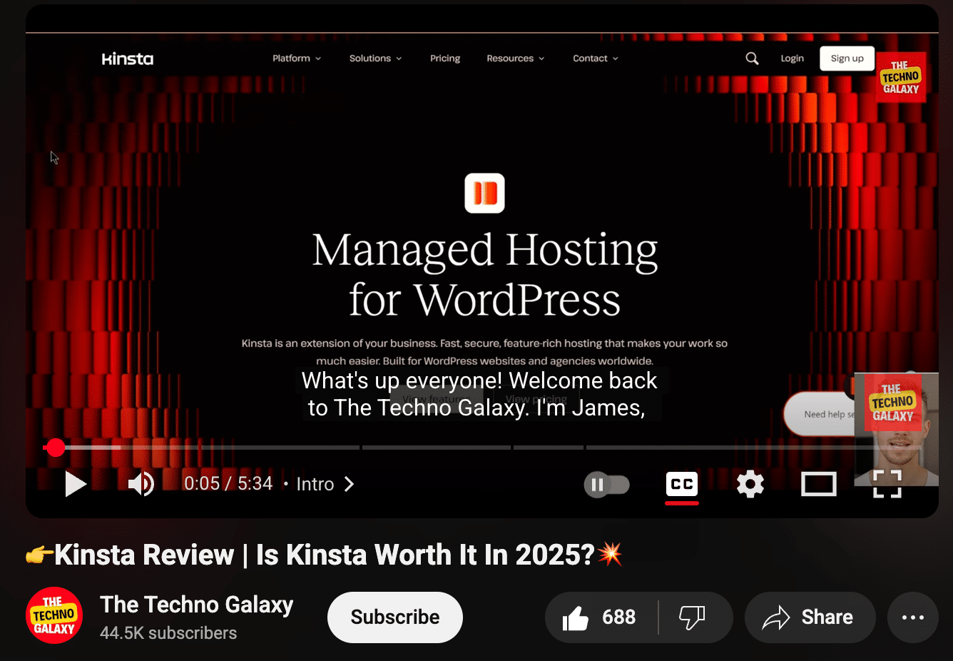 Kinsta video review by The Techno Galaxy