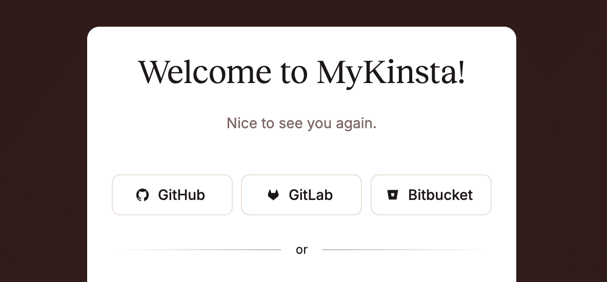MyKinsta Social Login Optionen