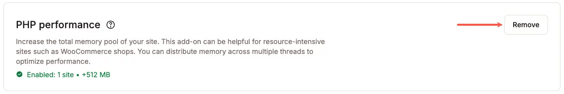 rimuovere l'add-on php performance