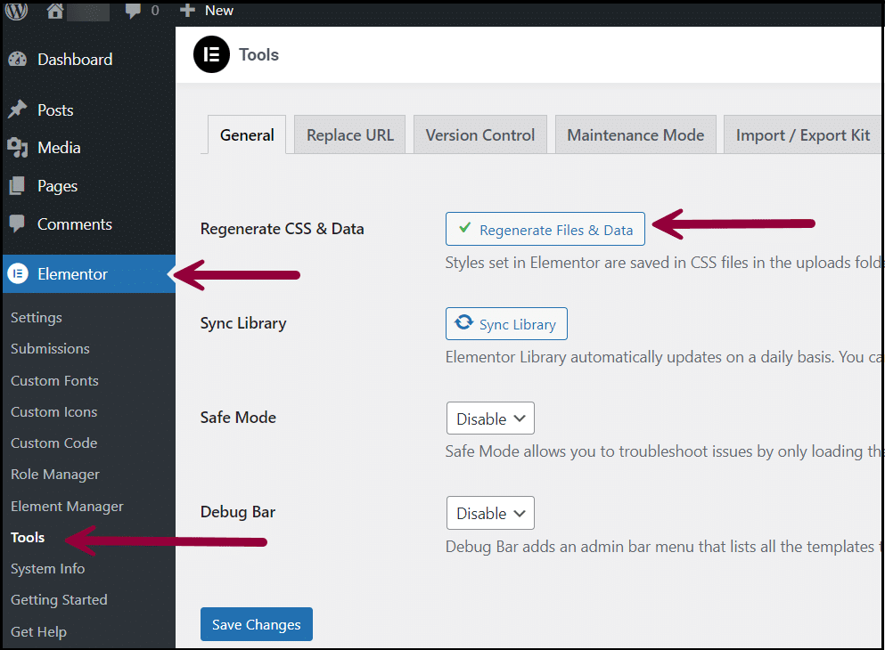 KRegenerate Elementor CSS files