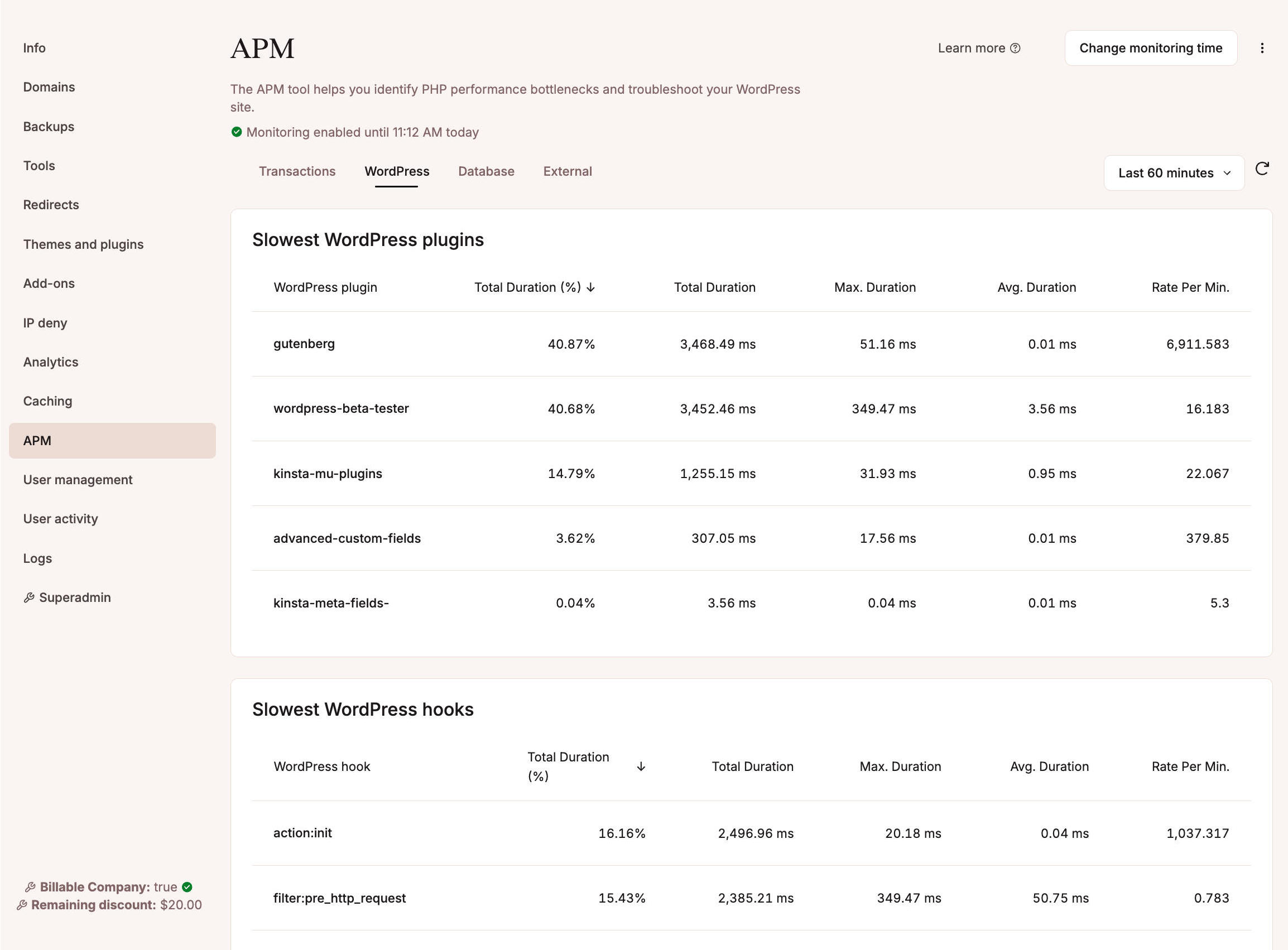 Surveillance d'un site web WordPress avec l'outil APM de Kinsta