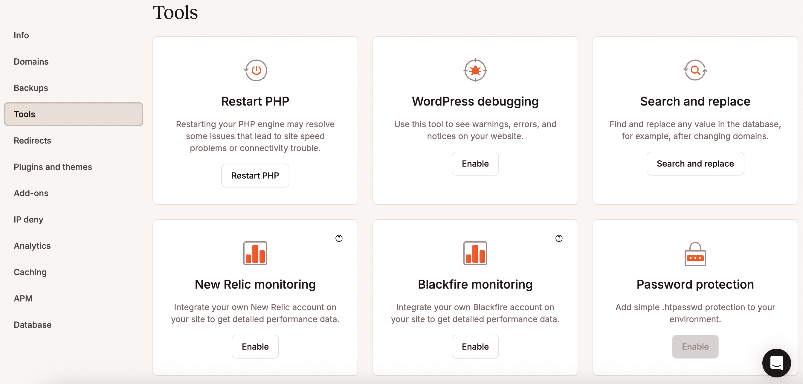 Les utilisateurs de Kinsta peuvent activer la surveillance Blackfire ou New Relic dans MyKinsta.