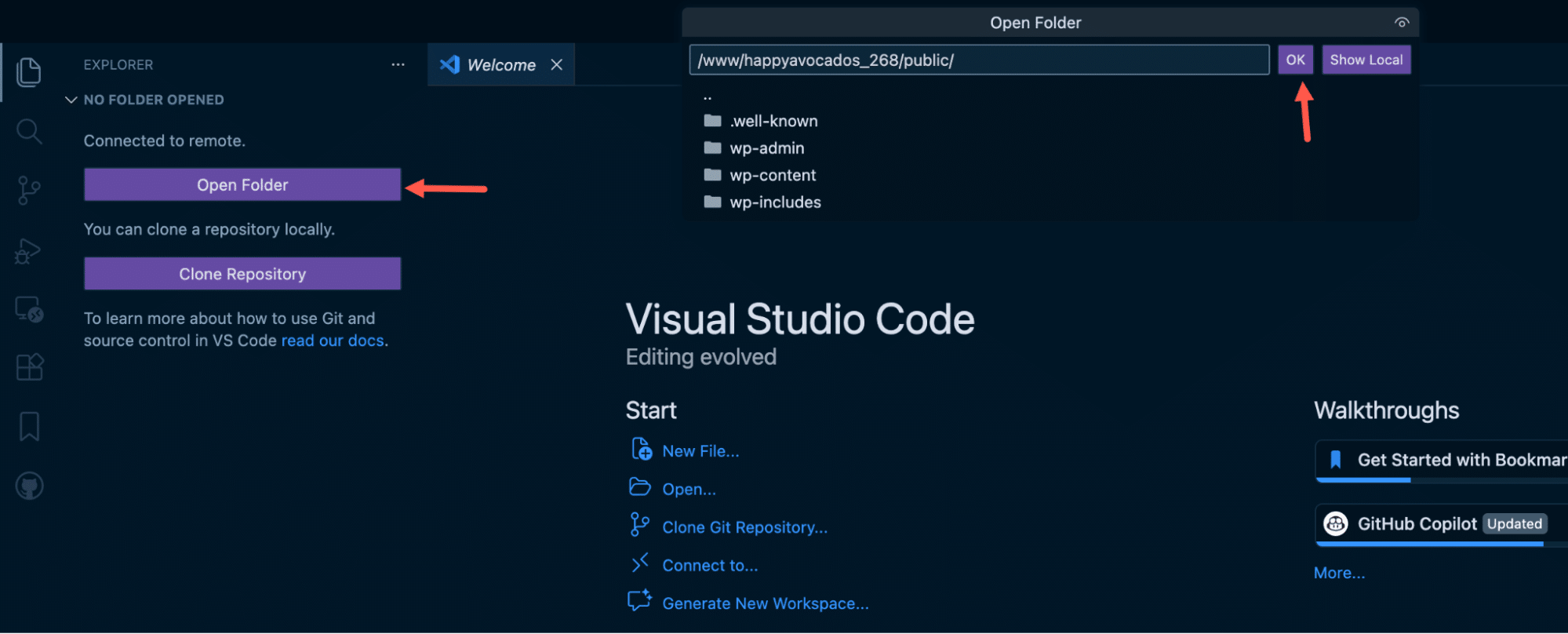 リモートサーバーのファイルにアクセスする