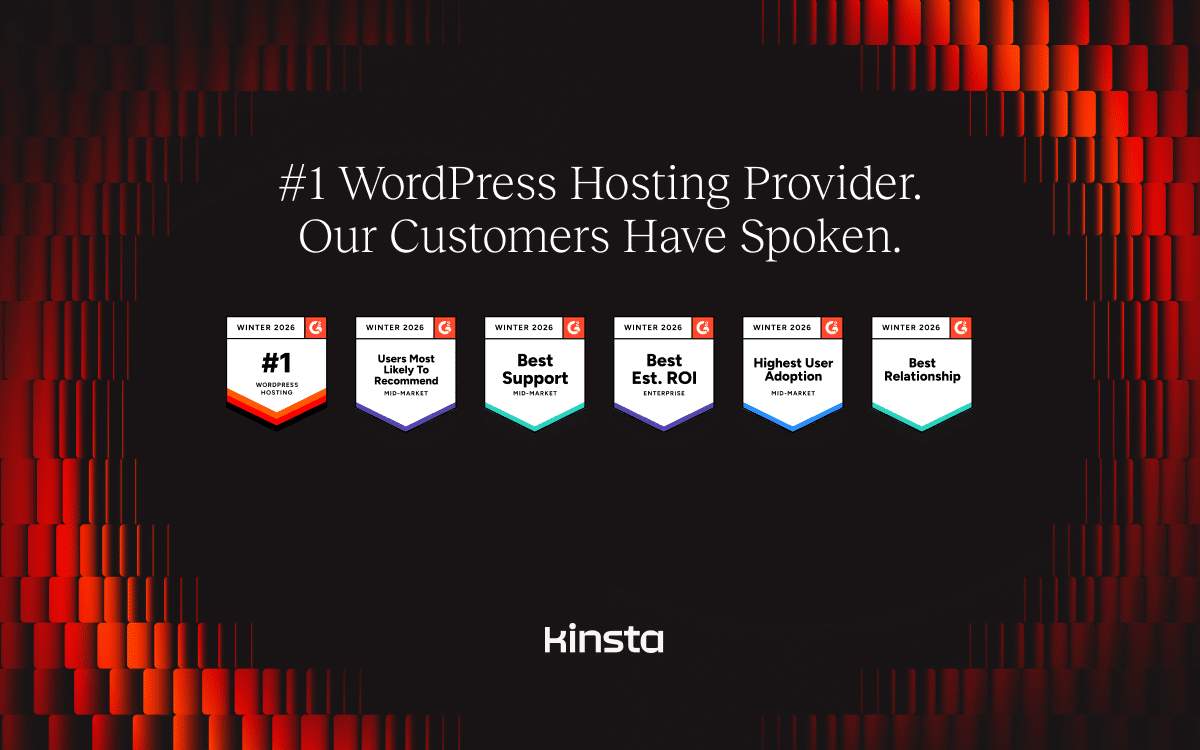 Selos de reconhecimento da Kinsta no G2.