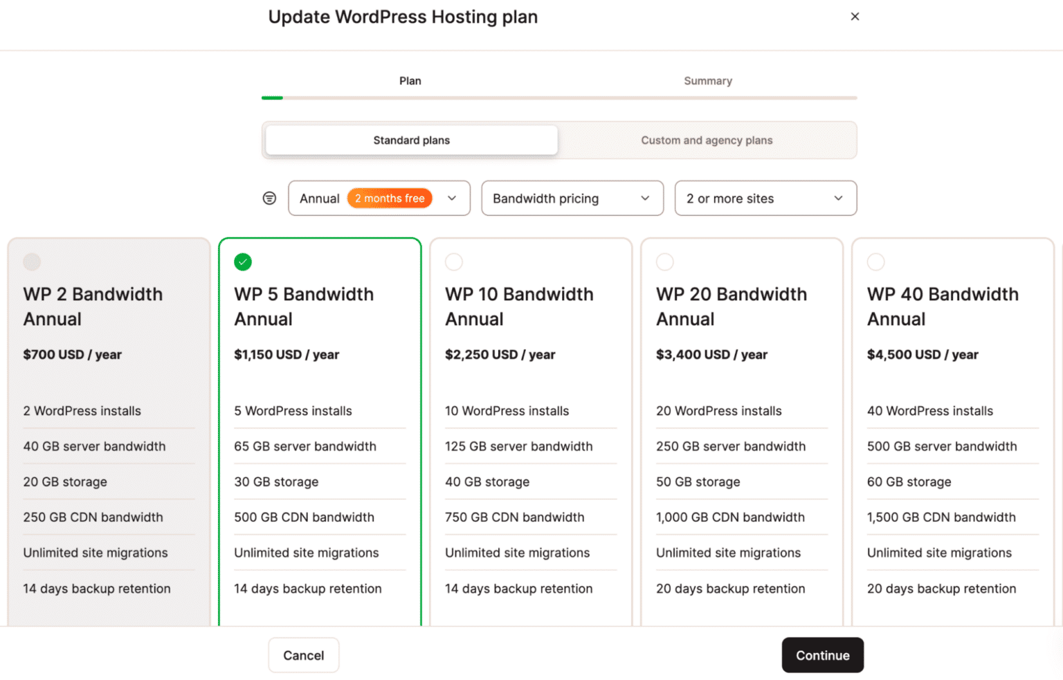 Visão geral dos planos de preços da Kinsta.