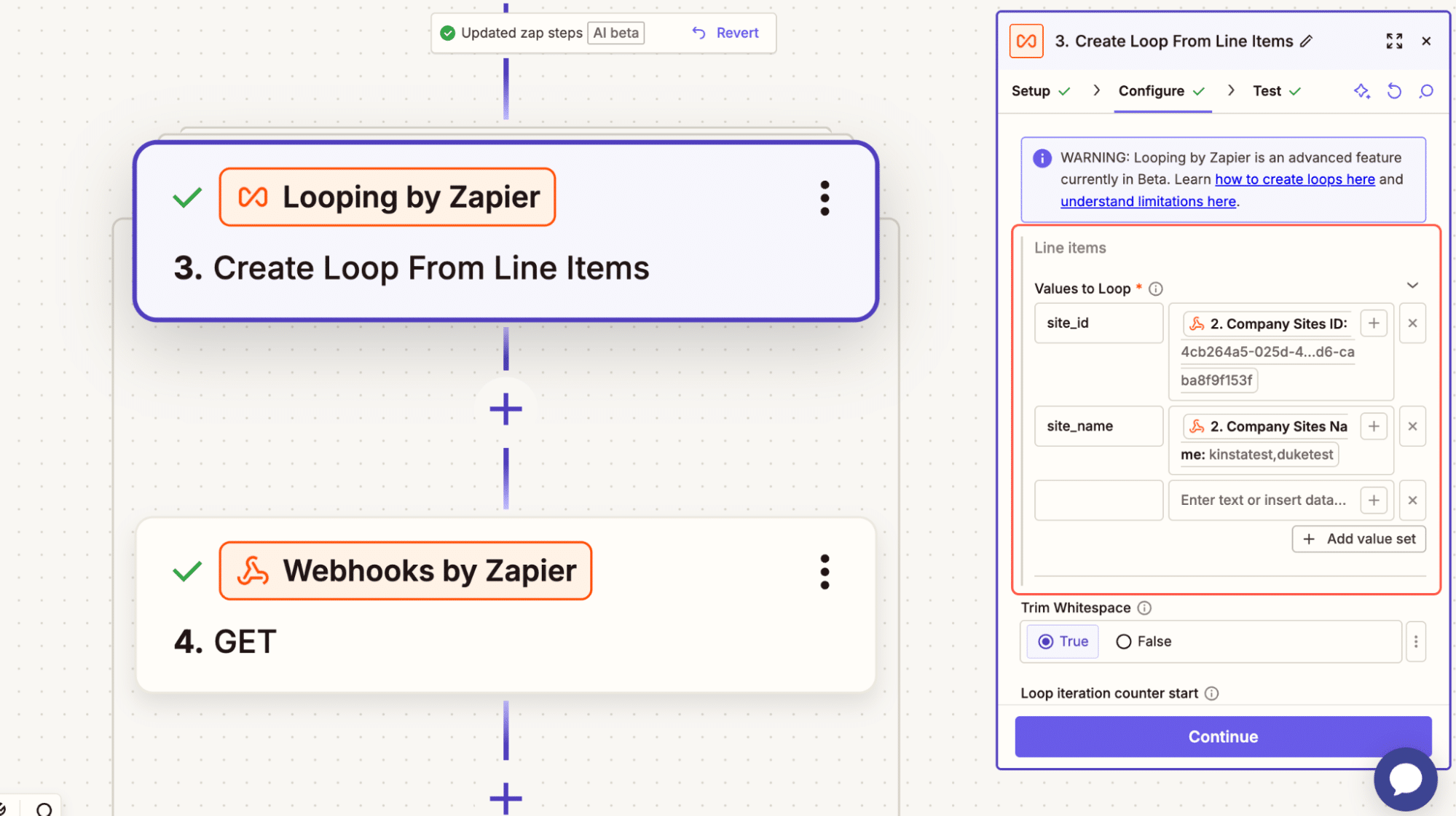 Zapのループアクション
