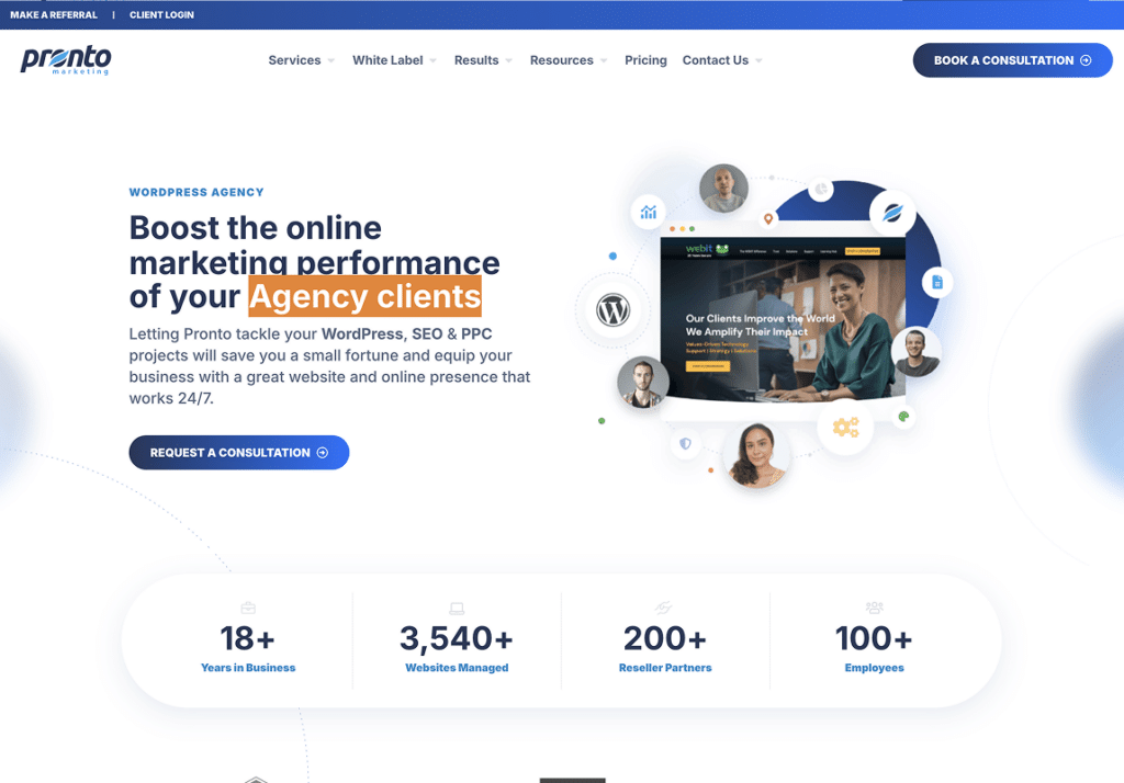 Image of Pronto website