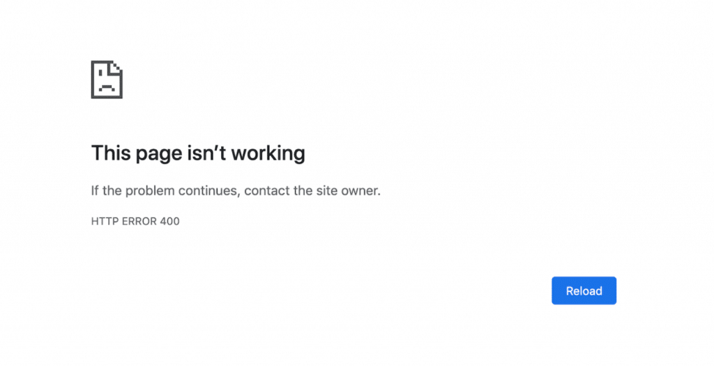 The page is not working error