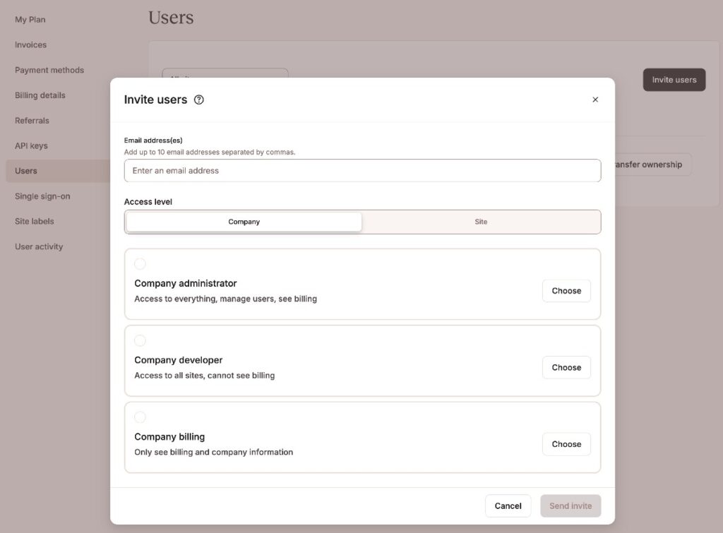 Kinsta's role-based access controls for the MyKinsta dashboard.