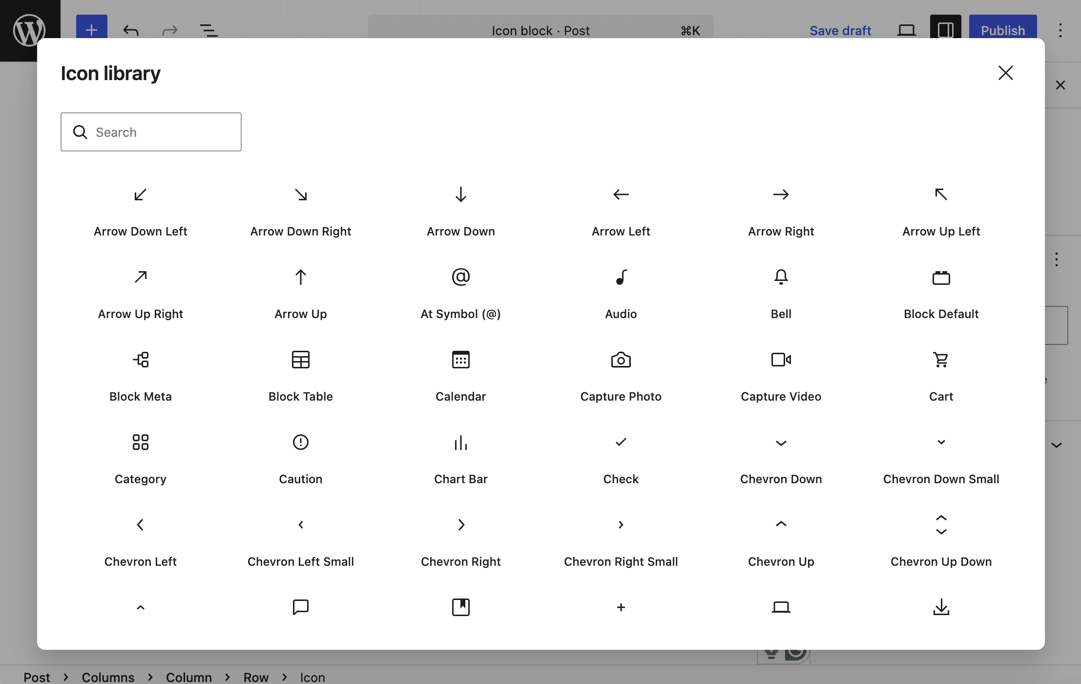 Die Icon-Bibliothek in WordPress 7.0