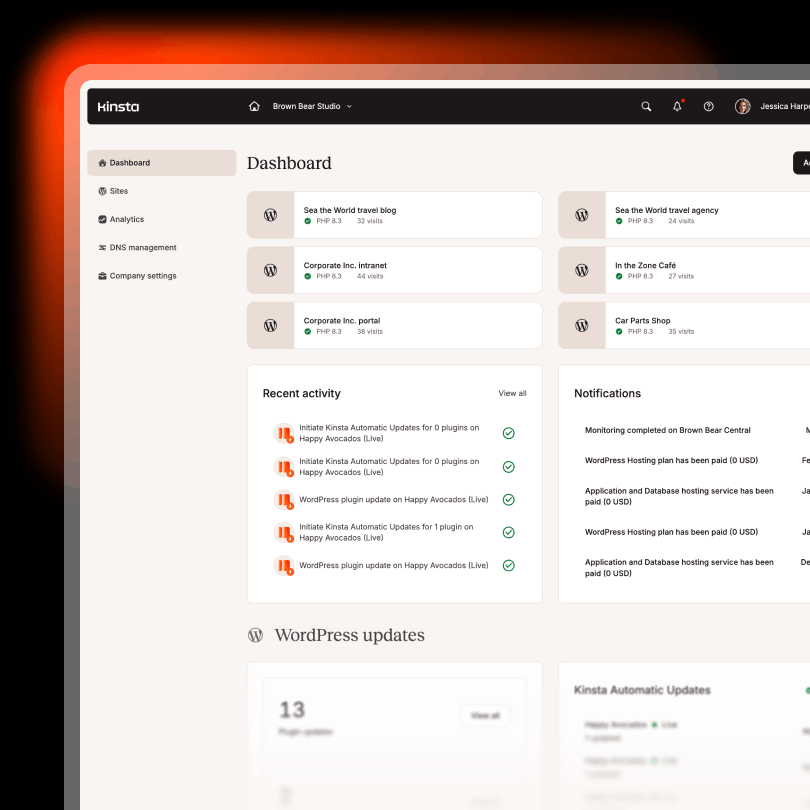 MyKinsta dashboard