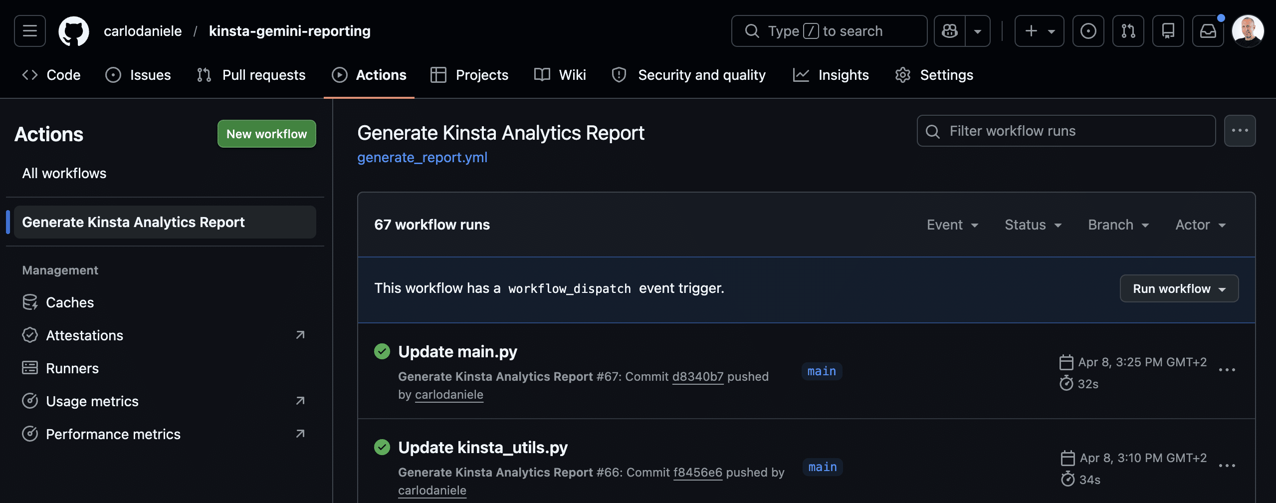 Run GitHub workflow.